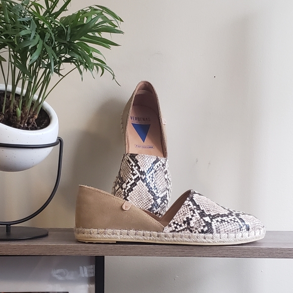 NWT Verbenas Suede and Snakeskin Detail Espadrille - Picture 1 of 6